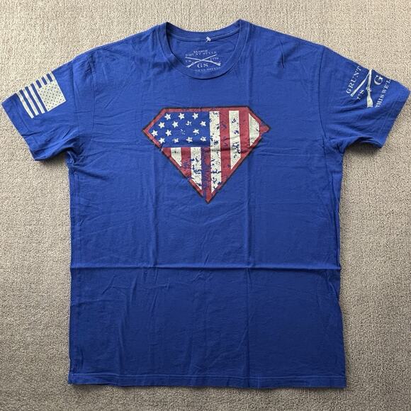 Grunt Style Shirt Adult Extra Large Blue Short Sleeve USA Patriot Casual Men's - Picture 1 of 14